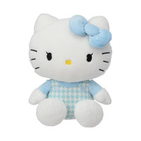 Peluche pied-de-poule bleu 25 cm en position assise Hello Kitty Changing Color Series