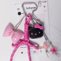Porte clé peluche visage mignon blc & rose Hello Kitty Changing Color Series
