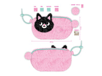 Trousse papeterie en peluche avec porte-stylo Pink Cat Collection