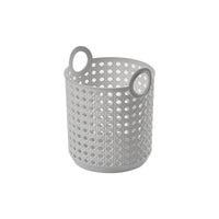 Panier de rangement rond gris tressé avec poignées S Bamboo Weaving Series