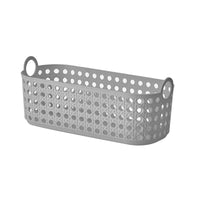Panier de rangement à anses courtes gris tressé Bamboo Weaving Series