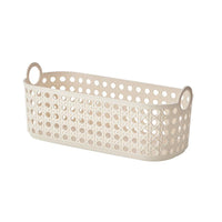 Panier de rangement à anses courtes beige tressé Bamboo Weaving Series