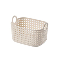 Panier de rangement haut à poignées beige tressé S Bamboo Weaving Series
