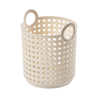 Panier de rangement rond beige tressé avec poignées L Bamboo Weaving Series