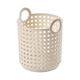 Panier de rangement rond beige tressé avec poignées L Bamboo Weaving Series