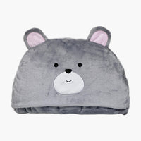 Couverture à capuche grise Cute Bear Series