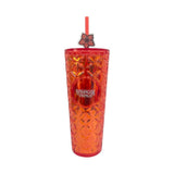 Bouteille plastique avec paille 750 ml rouge ST Collection