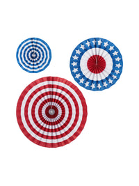 Ensemble d'éventails en papier rouge bleu blc