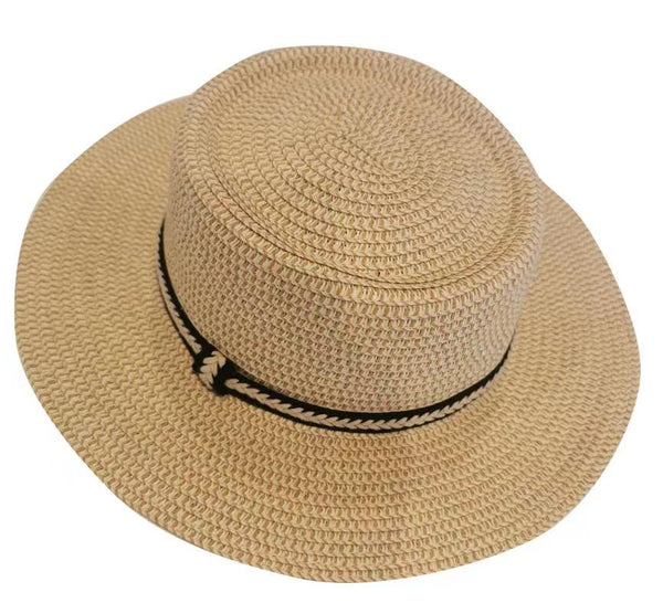 Chapeau de paille tressé marron foncé
