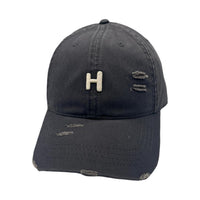 Casquette en denim délavé déchiré gris H Ripped Series