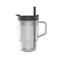 Bouteille plastique unie noire 450ml avec paille et poignée Solid Color Series