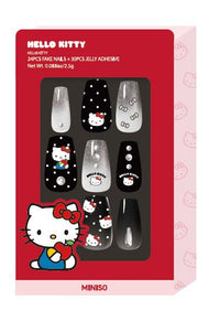 Faux ongles longs roses Hello Kitty avec languettes adhésives Hello Kitty Series