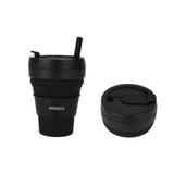 Tasse pliable noire 475ml silicone avec paille Coffee Series