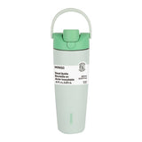 Bouteille acier inoxydable vert clair 890ml double paroi bouchon à clapet avec paille et poignée Lar