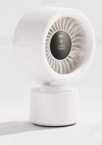 Ventilateur de bureau blanc oscillant 1800 mAh avec affichage numérique Breeze Series