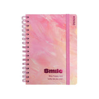 Carnet A6 rose 80 pages spirales avec élastique Pastel Series
