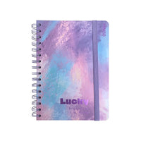 Carnet A6 violet 80 pages spirales avec élastique Pastel Series