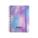 Carnet A6 violet 80 pages spirales avec élastique Pastel Series
