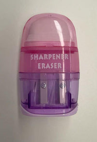 Taille-crayon violet transparent double trou avec gomme Basic Series