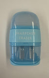 Taille-crayon bleu transparent double trou avec gomme Basic Series