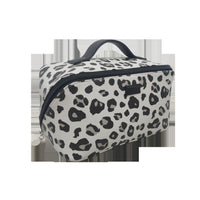 Trousse cosmétique grise léopard grande capacité avec poignée Colorblock Series