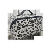 Trousse cosmétique grise léopard grande capacité avec poignée Colorblock Series