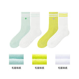 Chaussettes montantes femme à rayures et lettres anglaises x2 vertes Sports Series