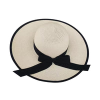 Chapeau de paille bords larges avec ruban noir style français Hat Series