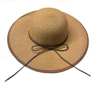 Chapeau de paille bords larges avec nœud papillon marron Hat Series