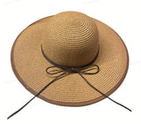 Chapeau de paille bords larges avec nœud papillon marron Hat Series
