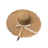 Chapeau de paille bords larges effilochés marron Hat Series