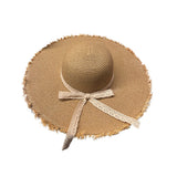 Chapeau de paille bords larges effilochés marron Hat Series