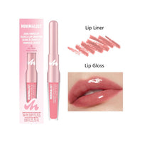 Duo crayon a levres et gloss double embout 01 Rose Figue Minimalist Series
